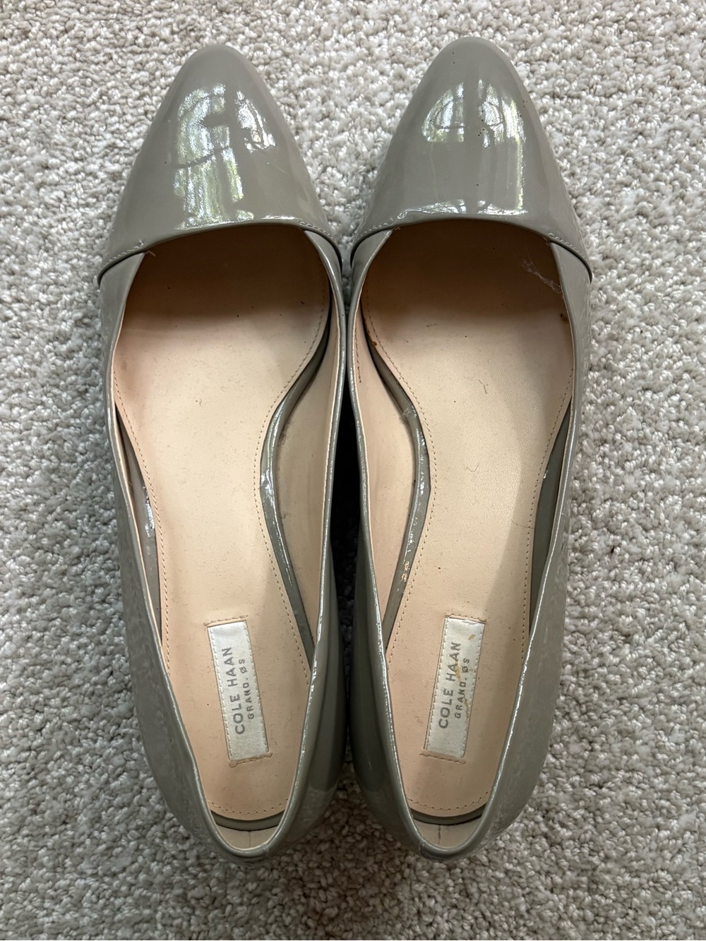 Cole Haan Neutral Taupe Patent Leather Wedge size 9